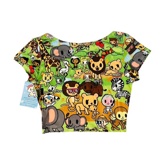 JapanLA x Tokidoki Midriff Crop Top Savannah Jungle Safari Animals Women Medium - Picture 2 of 3